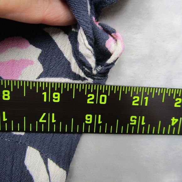 Billabong Fluttering Heart Jumpsuit Size L Blue Pink Floral Print Pockets V-Neck - Picture 7 of 12